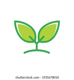 Plant and leaves icon. Leaf symbol of ecology, enviroment and nature. Vegetarian and vegan pictogram design. 