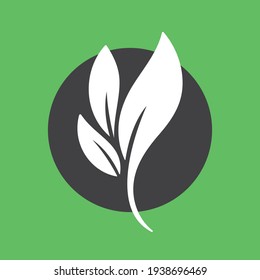 Plant and leaves icon. Leaf symbol of ecology, enviroment and nature. Vegetarian and vegan pictogram design. 