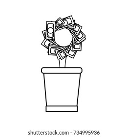 plant with leaves money  vector illustration