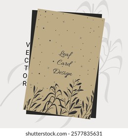 Plant leaves with star elements card vertical vector art design.