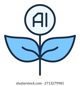 Plant with Leaves vector Artificial Intelligence Technology concept colored icon or symbol in thin line style