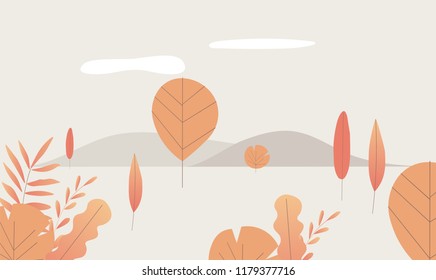 plant, leaves, vector illustration flat design can be use as background template, isolated on soft pastel color