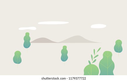 plant, leaves, vector illustration flat design can be use as background template, isolated on soft pastel color
