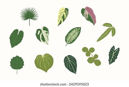 Plant Leaves Vector Illustration in Flat Style