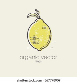 Plant a lemon. Vector illustration of fruit for cosmetics, medicine and cooking. Design for packaging, web, creation of goods and services. Modern style mono line.