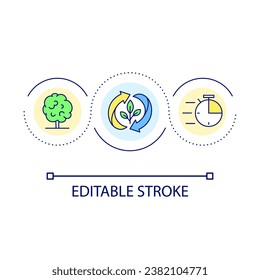 Plant life cycle loop concept icon. Growing season abstract idea thin line illustration. Plant becoming mature. Sprouting process. Isolated outline drawing. Editable stroke. Arial font used