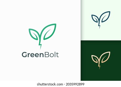 Plant and lightning logo in simple and modern shape
