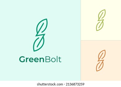 Logo de planta y relámpago en forma sencilla y moderna