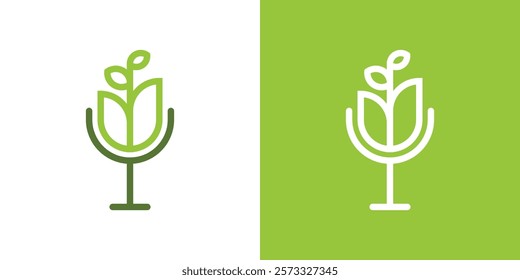 Plant line art logo, leaf logo. Logo, template, icon, creative, vector logo, illustration.