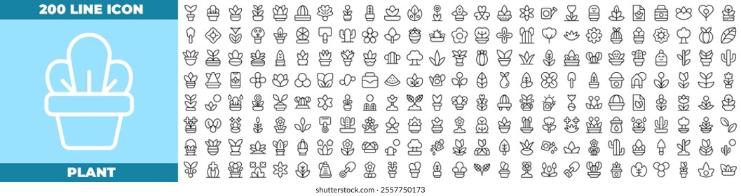 Plant Line Editable Icons set. Vector illustration in modern thin line style of medical icons: plant, grass, green, etc