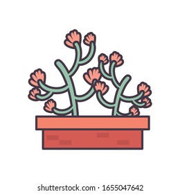 Plant line and fill style icon design of Floral nature garden ornament botany decoration beauty and flora theme Vector illustration