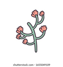 Plant line and fill style icon design of Floral nature garden ornament botany decoration beauty and flora theme Vector illustration