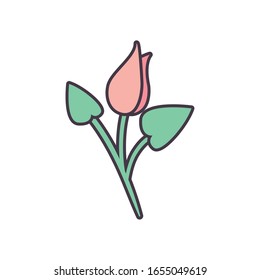 Plant line and fill style icon design of Floral nature garden ornament botany decoration beauty and flora theme Vector illustration