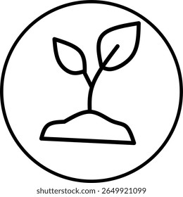 plant line icon in circle. Ecology and environment icon theme line in circle