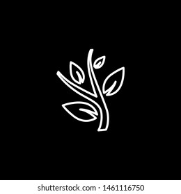 Plant Line Icon On Black Background. Black Flat Style Vector Illustration.