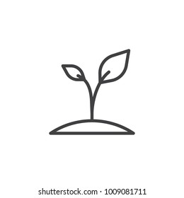 Plant line icon, outline vector sign, linear style pictogram isolated on white. Sprout symbol, logo illustration. Editable stroke - Shutterstock ID 1009081711