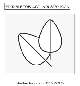  Plant Line Icon. Tobacco Leaves. Cigar In A Packing Box. Tobacco Production. Tobacco Industry Concept. Isolated Vector Illustration. Editable Stroke