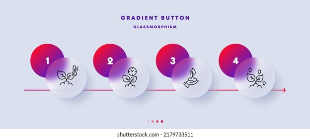 Plant line icon. Tree leaf, fertilizer, photosynthesis, sprout, garden, greenery, shovel, green peace. Ecology concept. Glassmorphism style. Vector line icon for Business and Advertising