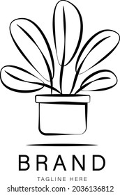 Logo de la planta. Vector plano de contorno