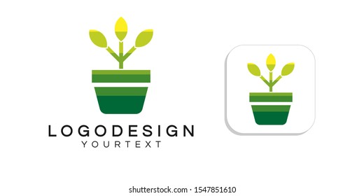 plant logo design. icon app smartphone color full