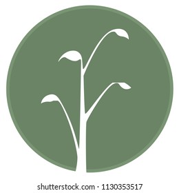 Plant logo with four leaves extending from a stem surrounded by a circle of green.  White background in jpeg file.  Transparent background in vector file.