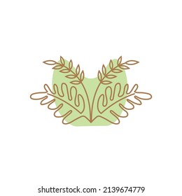 diseño vectorial de hoja de ilustración de línea abstracta de logotipo de planta