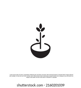 Logo de la planta con vector de diseño de la olla