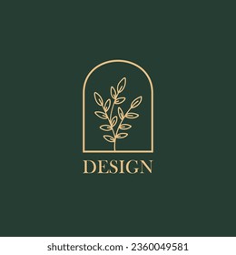 Plant logo vector minimalism design, for holiday rentals, travel services, tropical spa, coffee shop, studio, and beauty studios. Aesthetic vintage classic logo and element. 02