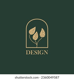 Plant logo vector minimalism design, for holiday rentals, travel services, tropical spa, coffee shop, studio, and beauty studios. Aesthetic vintage classic logo and element. 01