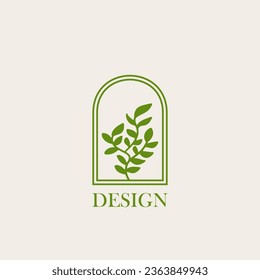 Plant logo vector minimalism design, for holiday rentals, travel services, tropical spa, coffee shop, studio, and beauty studios. Aesthetic vintage classic logo and element.