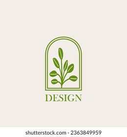 Plant logo vector minimalism design, for holiday rentals, travel services, tropical spa, coffee shop, studio, and beauty studios. Aesthetic vintage classic logo and element.