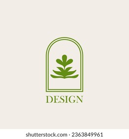 Diseño de minimalismo vectorial con logotipo de planta, para alquileres vacacionales, servicios de viajes, spa tropical, cafetería, estudio y estudios de belleza. Logo y elemento estético clásico vintage.
