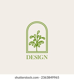 Plant logo vector minimalism design, for holiday rentals, travel services, tropical spa, coffee shop, studio, and beauty studios. Aesthetic vintage classic logo and element.