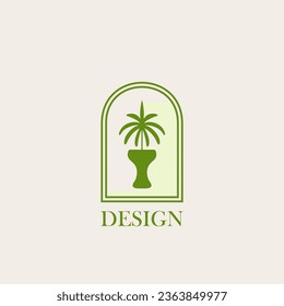 Plant logo vector minimalism design, for holiday rentals, travel services, tropical spa, coffee shop, studio, and beauty studios. Aesthetic vintage classic logo and element.