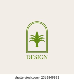 Plant logo vector minimalism design, for holiday rentals, travel services, tropical spa, coffee shop, studio, and beauty studios. Aesthetic vintage classic logo and element.
