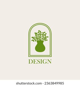 Plant logo vector minimalism design, for holiday rentals, travel services, tropical spa, coffee shop, studio, and beauty studios. Aesthetic vintage classic logo and element.