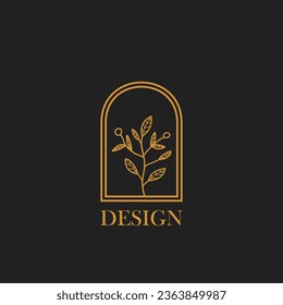 Plant logo vector minimalism design, for holiday rentals, travel services, tropical spa, coffee shop, studio, and beauty studios. Aesthetic vintage classic logo and element.