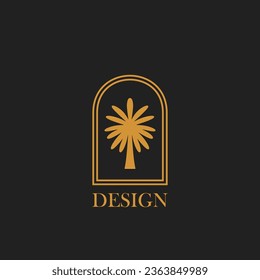 Plant logo vector minimalism design, for holiday rentals, travel services, tropical spa, coffee shop, studio, and beauty studios. Aesthetic vintage classic logo and element.