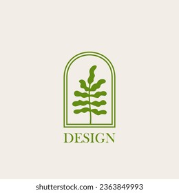 Plant logo vector minimalism design, for holiday rentals, travel services, tropical spa, coffee shop, studio, and beauty studios. Aesthetic vintage classic logo and element.