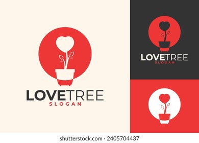 Plant Love Couple Heart Logo Design