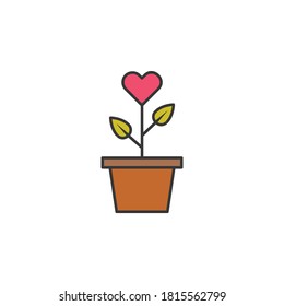plant love flower friendship outline icon. Elements of friendship line icon. Signs, symbols and vectors can be used for web, logo, mobile app, UI, UX on white background