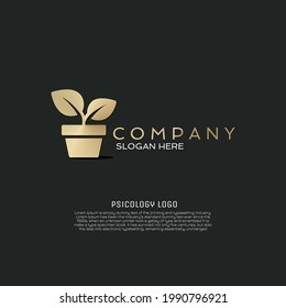 plant luxury logo gold, suitable for women luxury logo, salon luxury logo, beauty product luxury logo