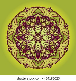 Plant Mandala with leaves and flowers.