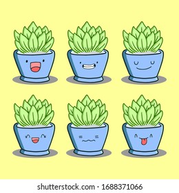 plant mascots in pots, very cute and adorable.