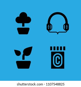 plant, medicine, plant and headphones icons vector in sample icon set for web and graphic design