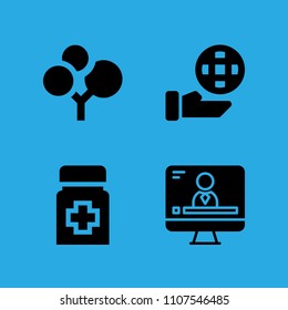 plant, medicine, television and ecology icons vector in sample icon set for web and graphic design