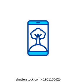 Icono de aplicación móvil de planta en color azul