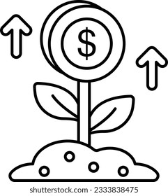 A plant money line icon design