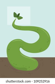Plant Monster, Green, Growing, vector illustration