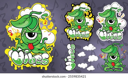 Plant monster vector pop art illustration design, t-shirt and sticker design, editable, eps 10.